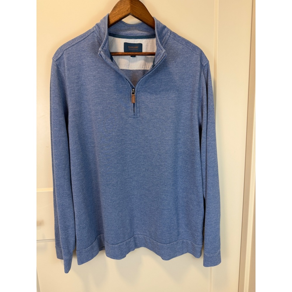 Fairlane Performance Piqué‎ Men's Quarter Zip Pullover Size XL Blue